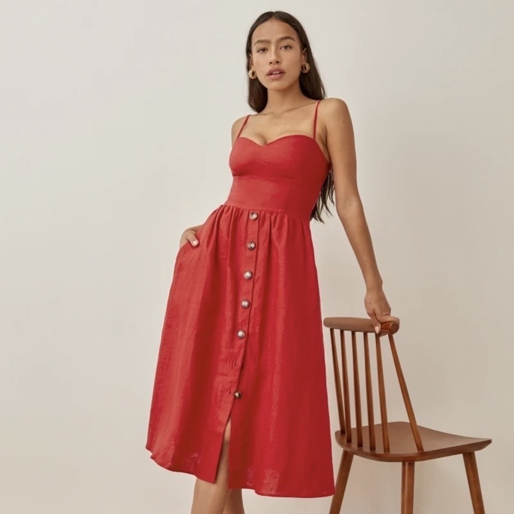 Reformation Cale Dress (Cherry)